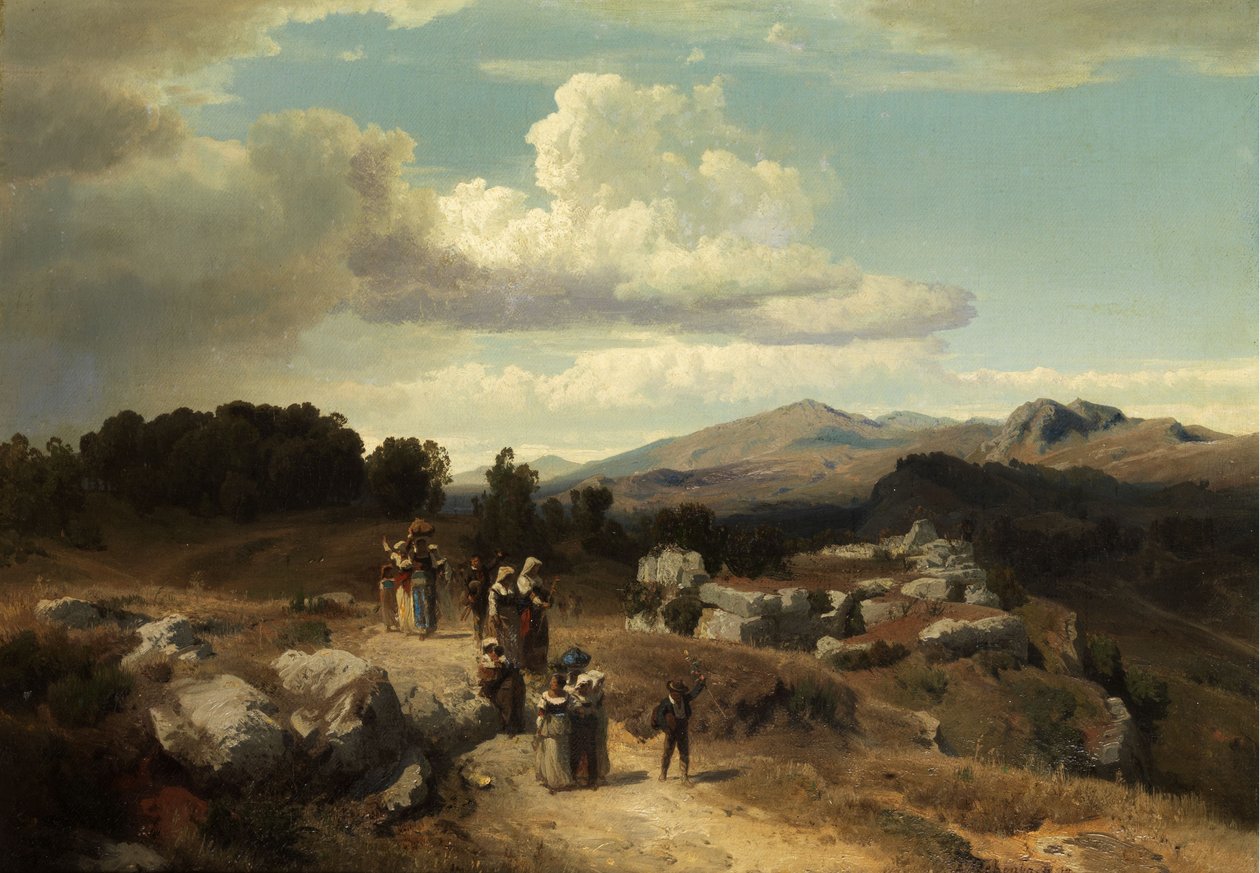 Promenade dominicale dans la campagne romaine - Oswald Achenbach