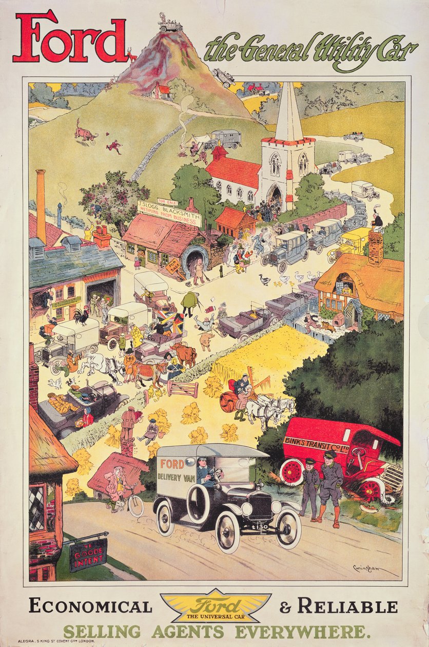 Affiche publicitaire pour Ford - La voiture utilitaire générale, c.1912 - Oswald Hamilton Cuningham