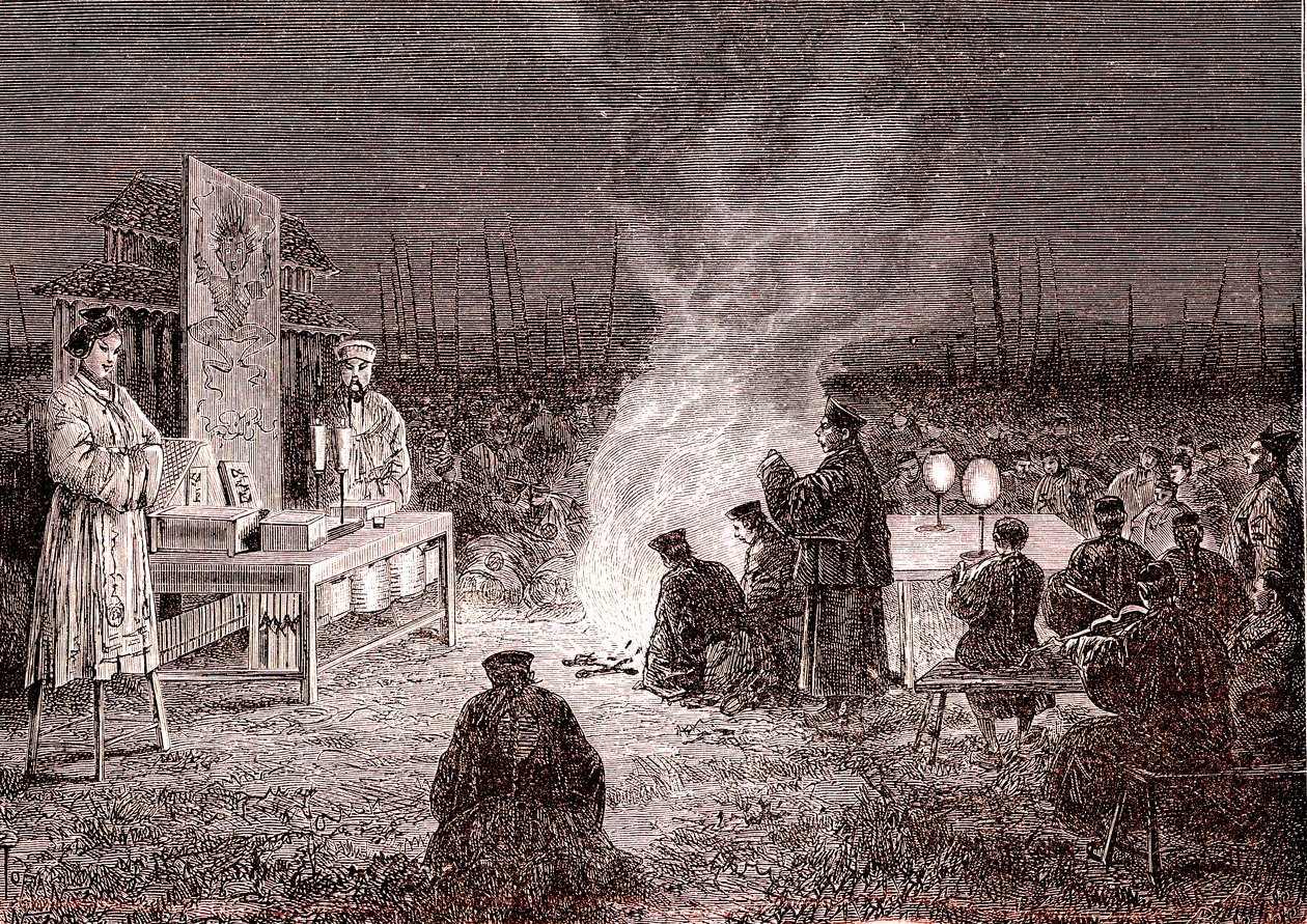 Cérémonie funéraire à Sou-Tcheou, Chine. 1874 (gravure) - Oswaldo Tofani