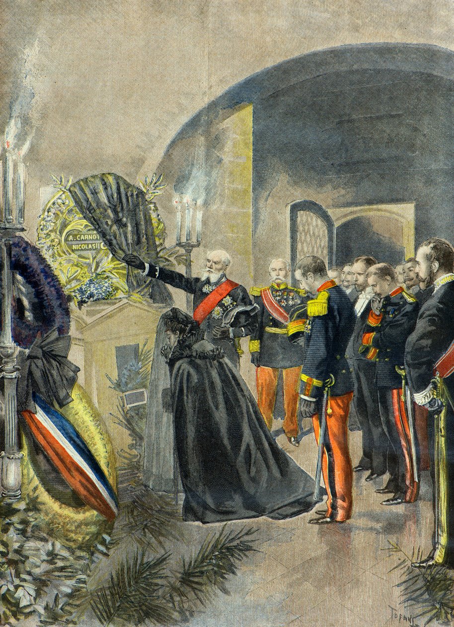 Nicolas 2 dépose une couronne sur la tombe de Sadi Carnot au Panthéon, Paris1896 (Gravure) - Oswaldo Tofani