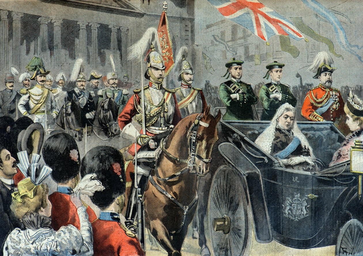 Jubilé de diamant de la reine Victoria, le cortège dans les rues de Londres en 1897 (Gravure) - Oswaldo Tofani