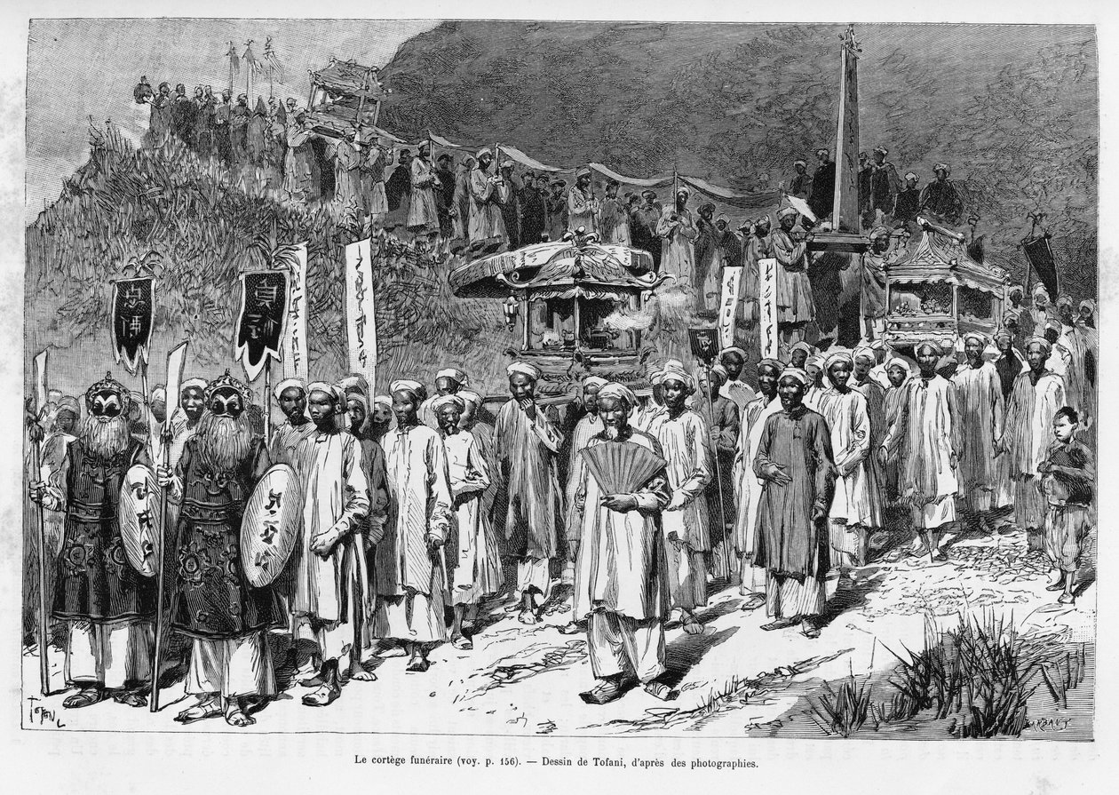 Le cortège funèbre. Gravure pour illustrer l