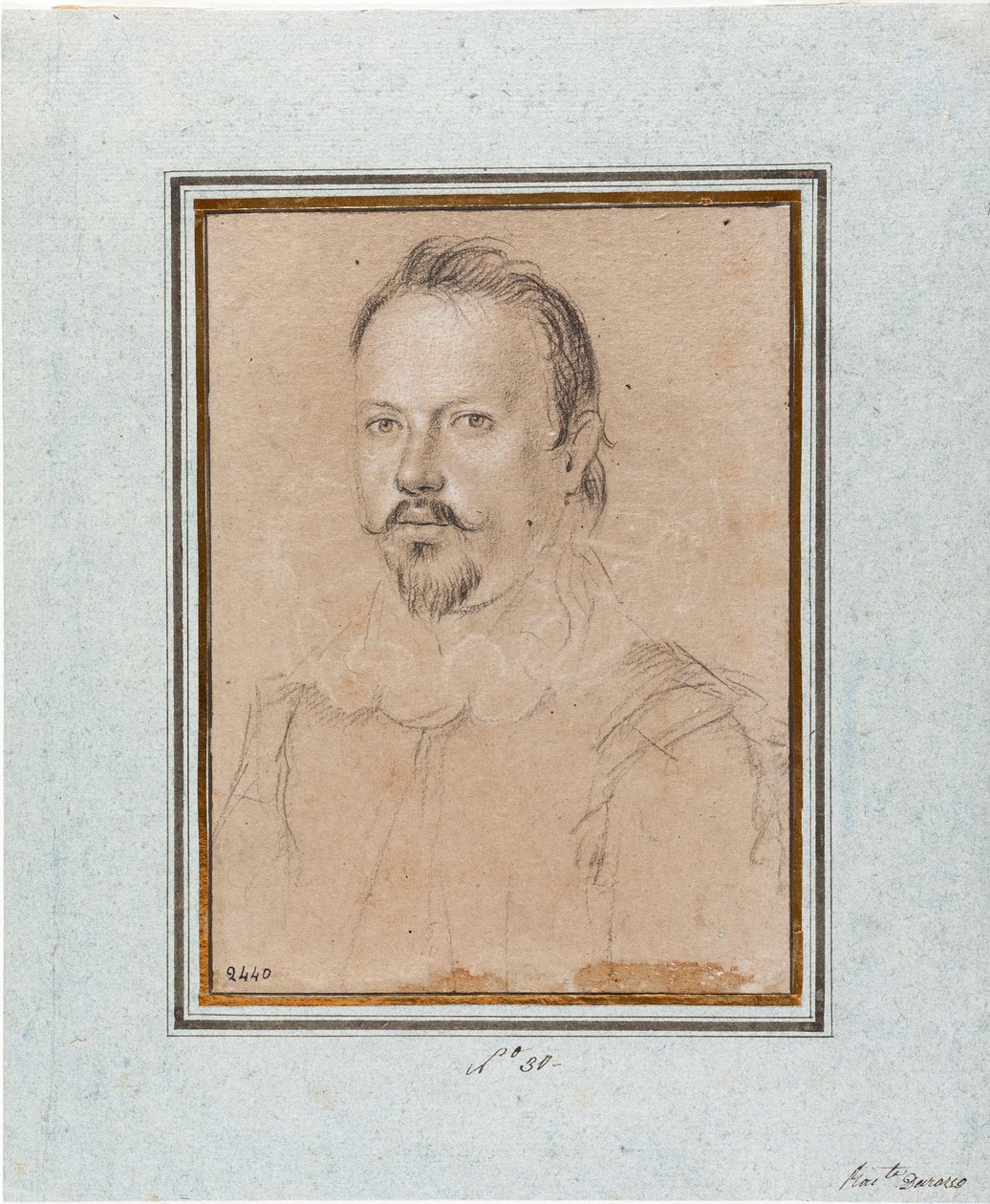Portrait de Vincent I de Gonzague, Duc de Mantoue (1562-1612) Dessin par Ottavio Leoni (1578-1630) - Ottavio Mario Leoni