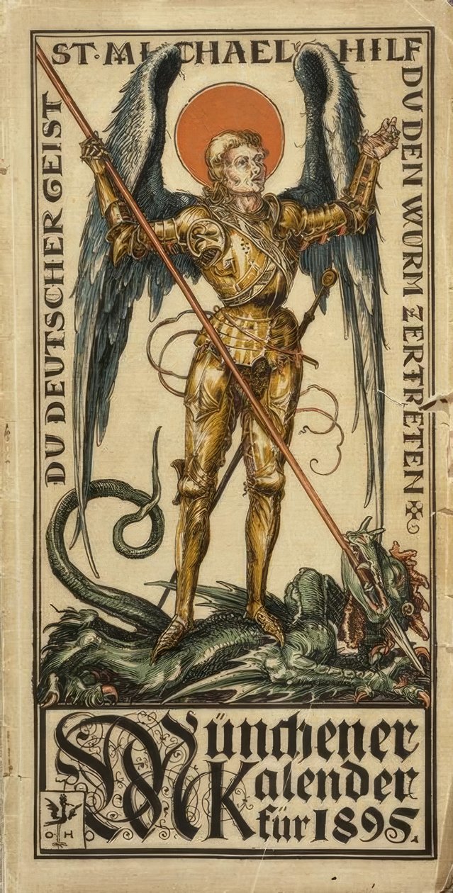 Toi, esprit allemand, Saint Michel, aide à écraser le ver - Otto Hupp