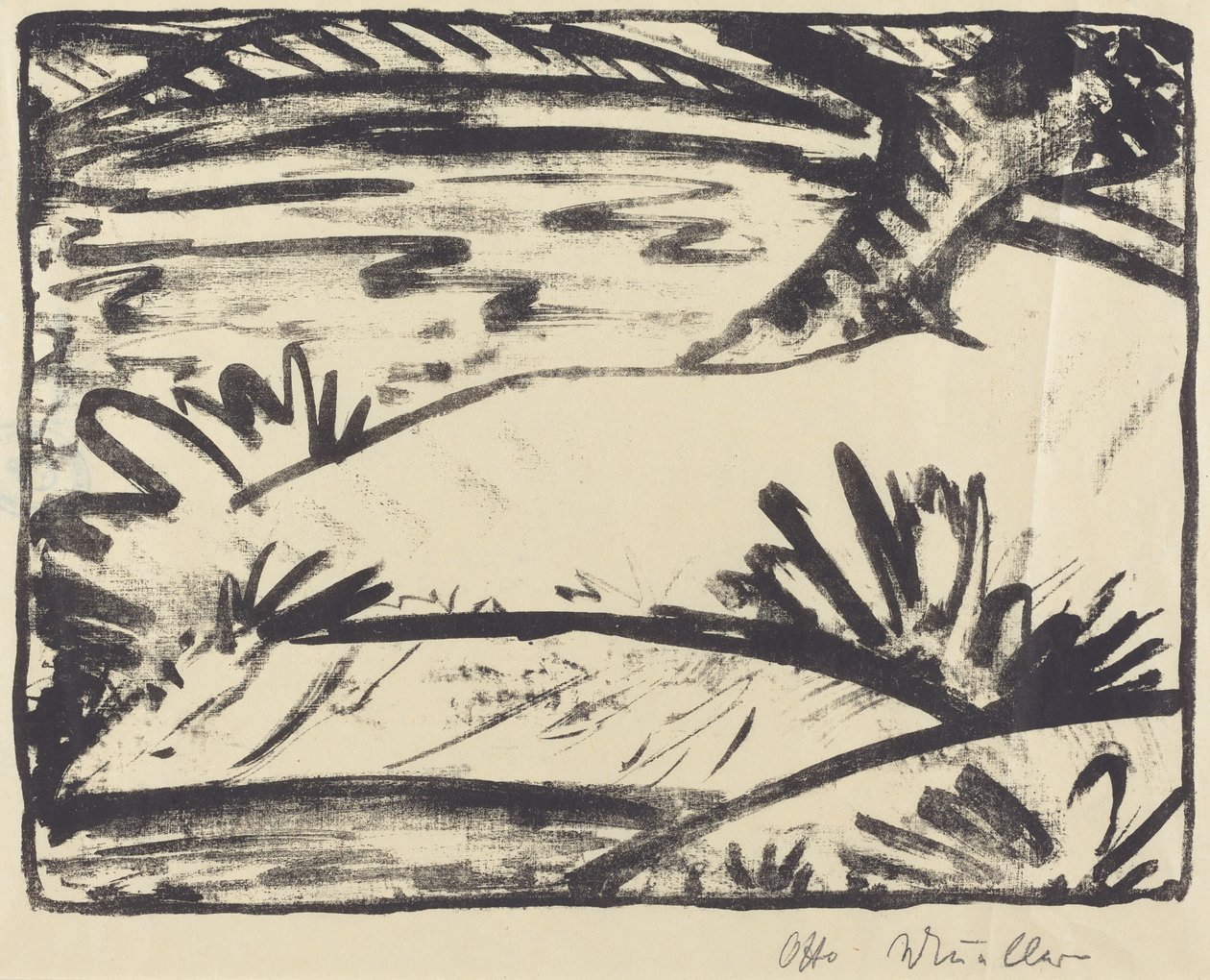 Paysage avec arbre et eau - Otto Müller