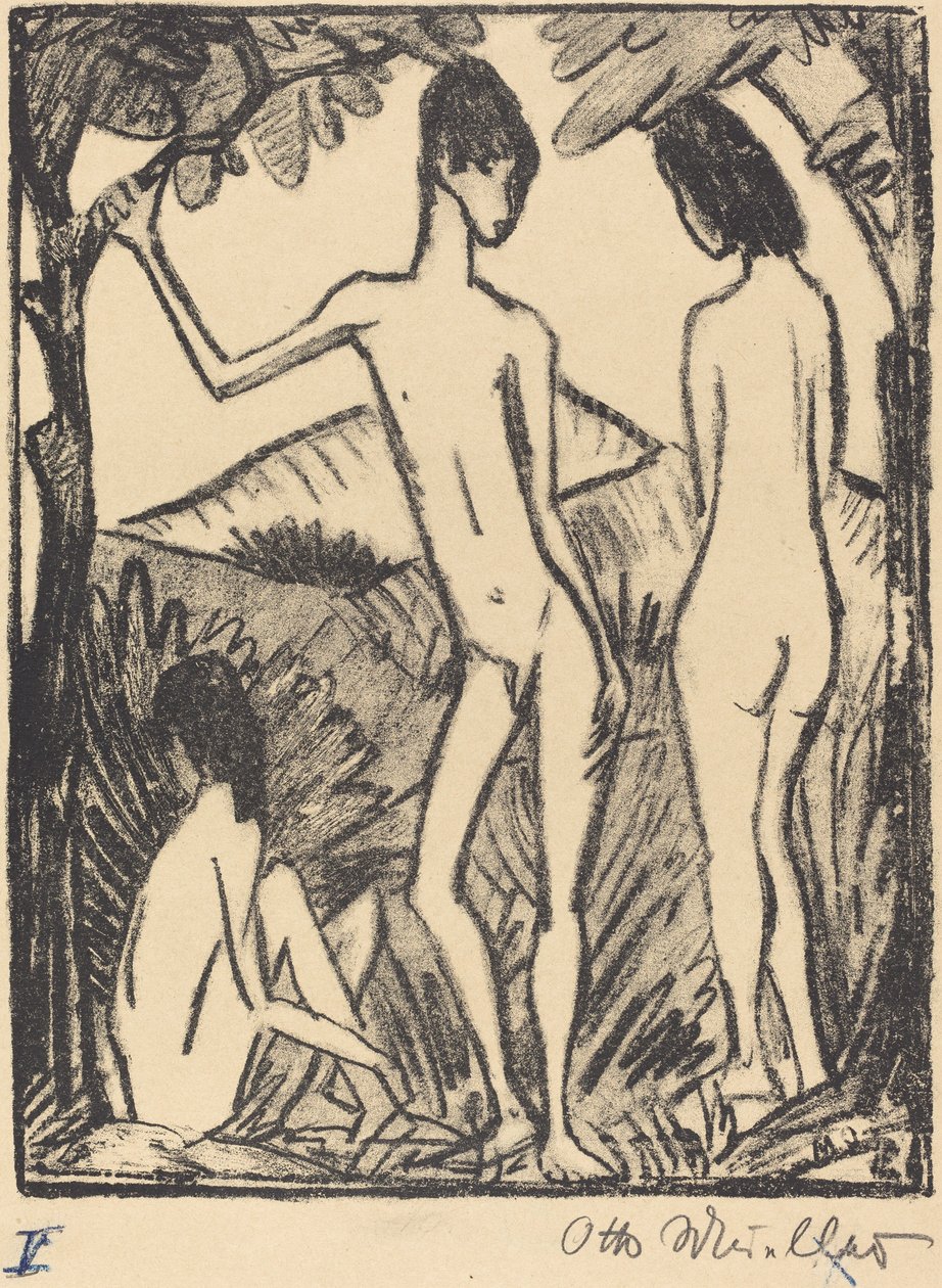 Garçon Debout et Deux Filles - Otto Müller