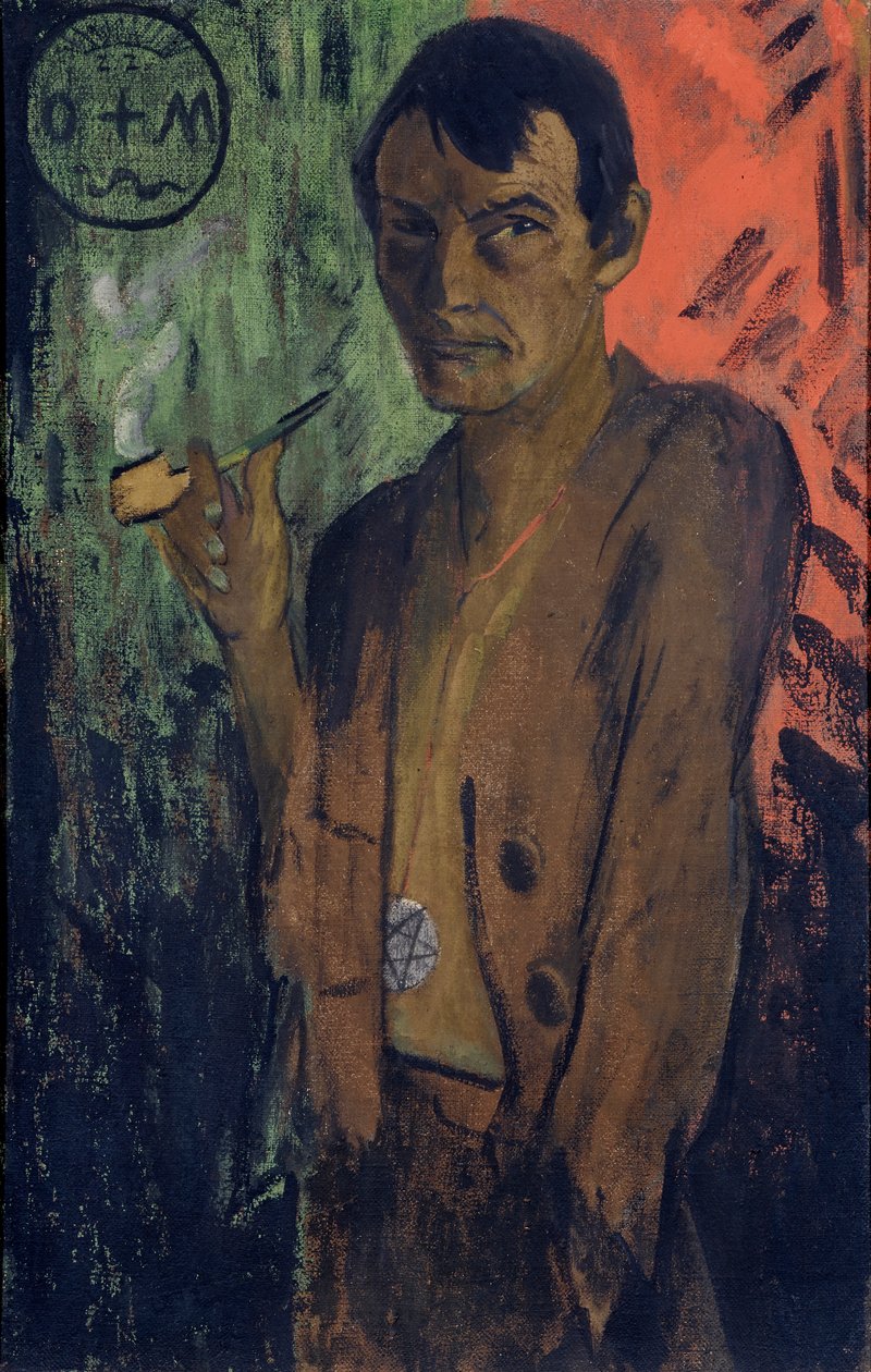 Autoportrait au pentagramme, vers 1924 (tempera sur toile) - Otto Muller or Mueller