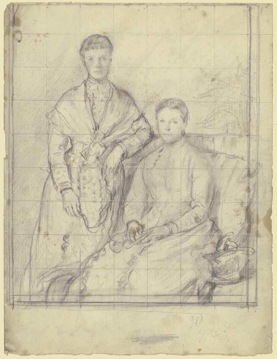 Double portrait : figure debout et figure assise - Otto Scholderer