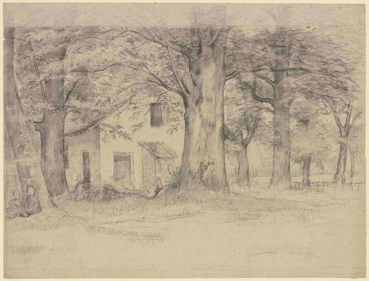 Maison derrière les arbres - Otto Scholderer