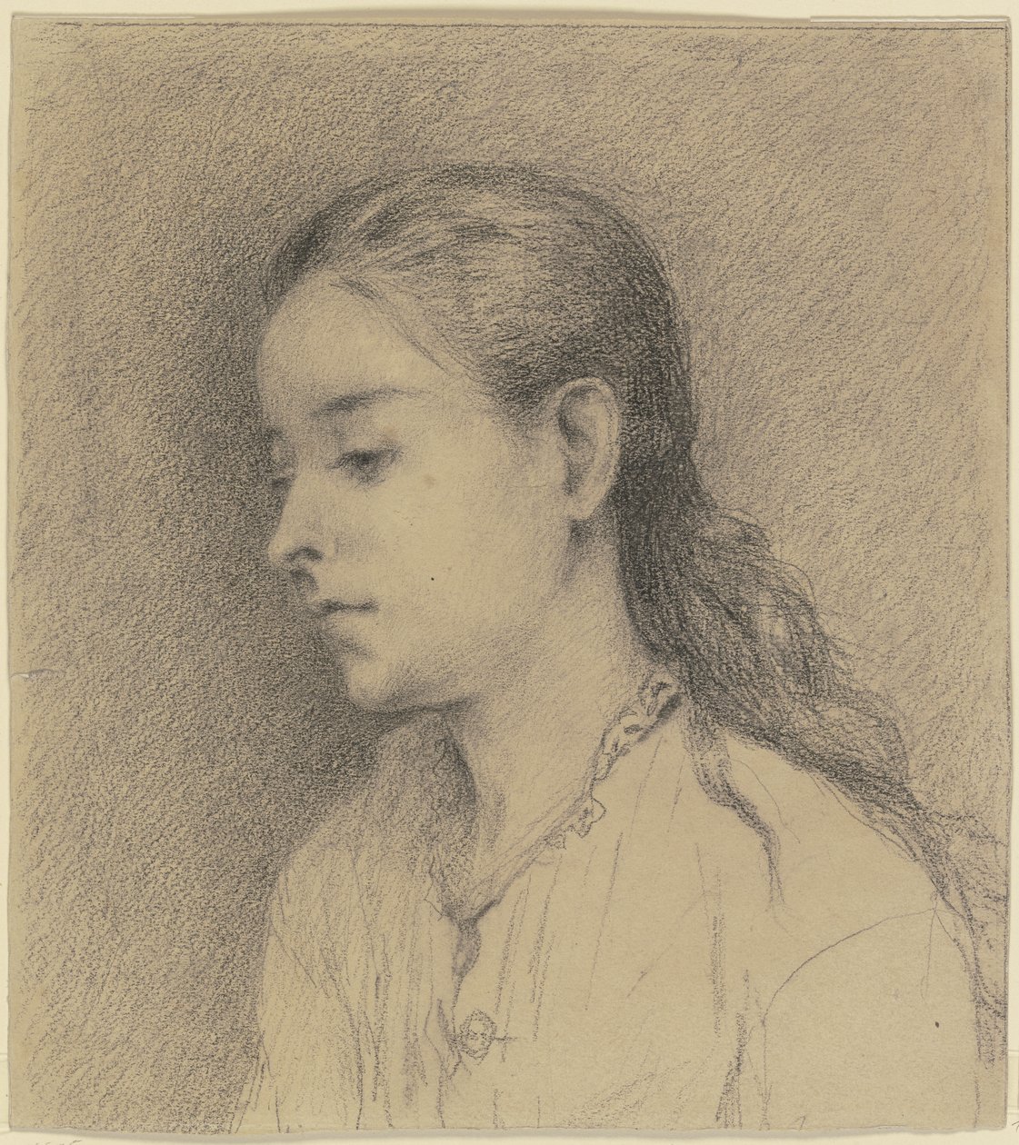 Jeune fille de profil, regardant vers la gauche - Otto Scholderer