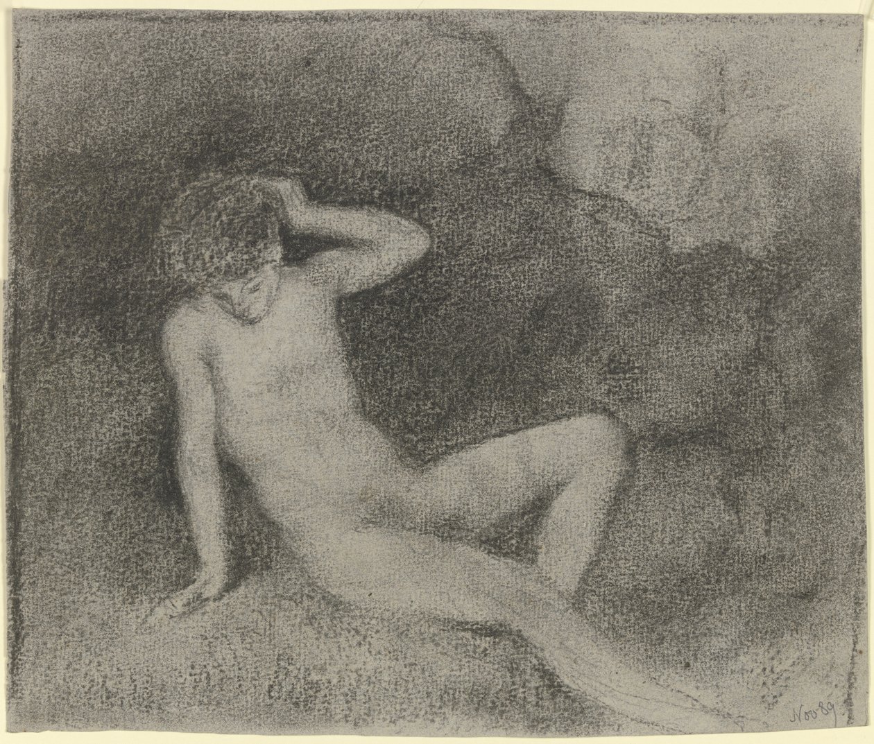 Jeune homme nu allongé dans un paysage (Narcisse ?) - Otto Scholderer