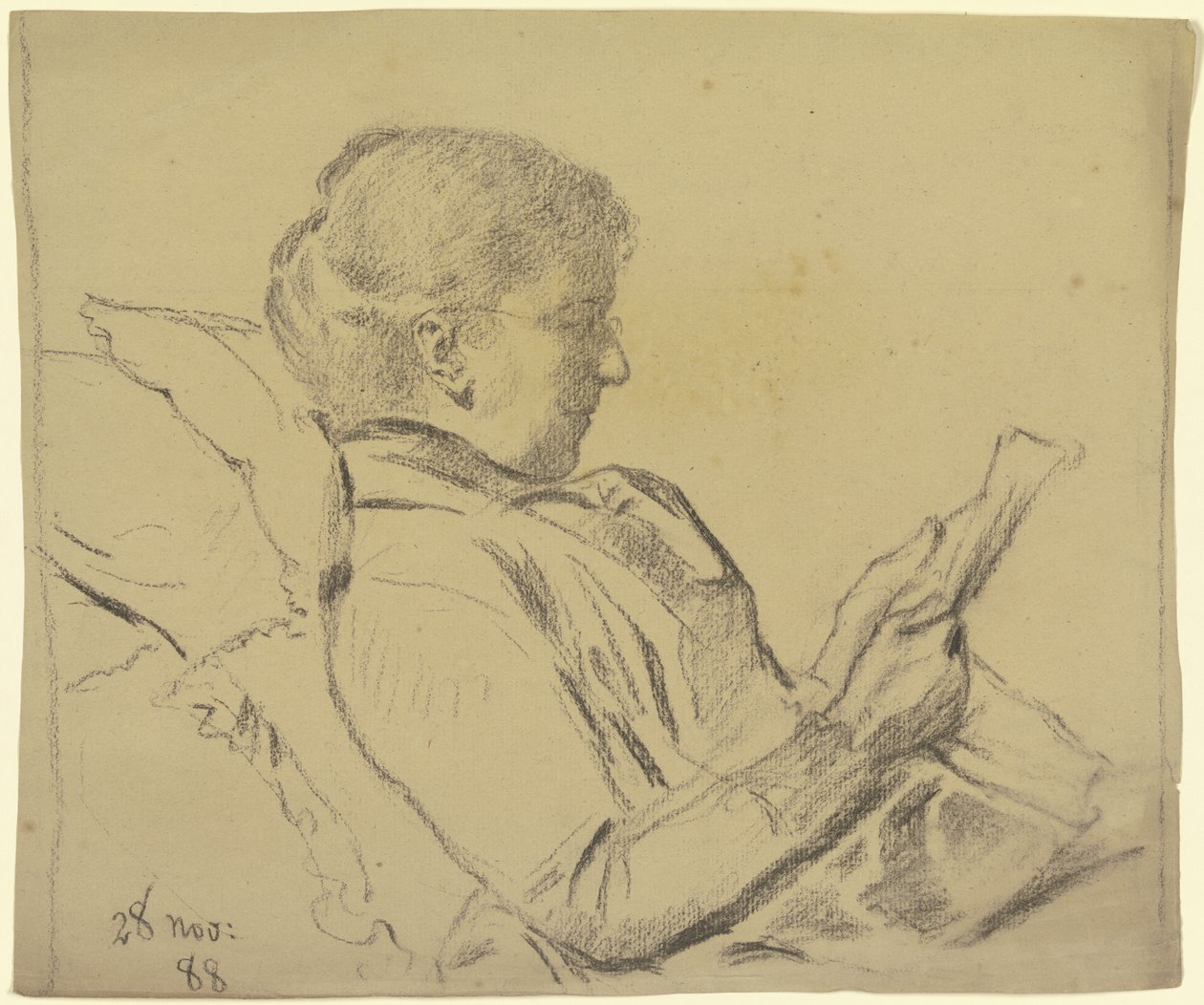 Luise Scholderer, en train de lire le journal - Otto Scholderer