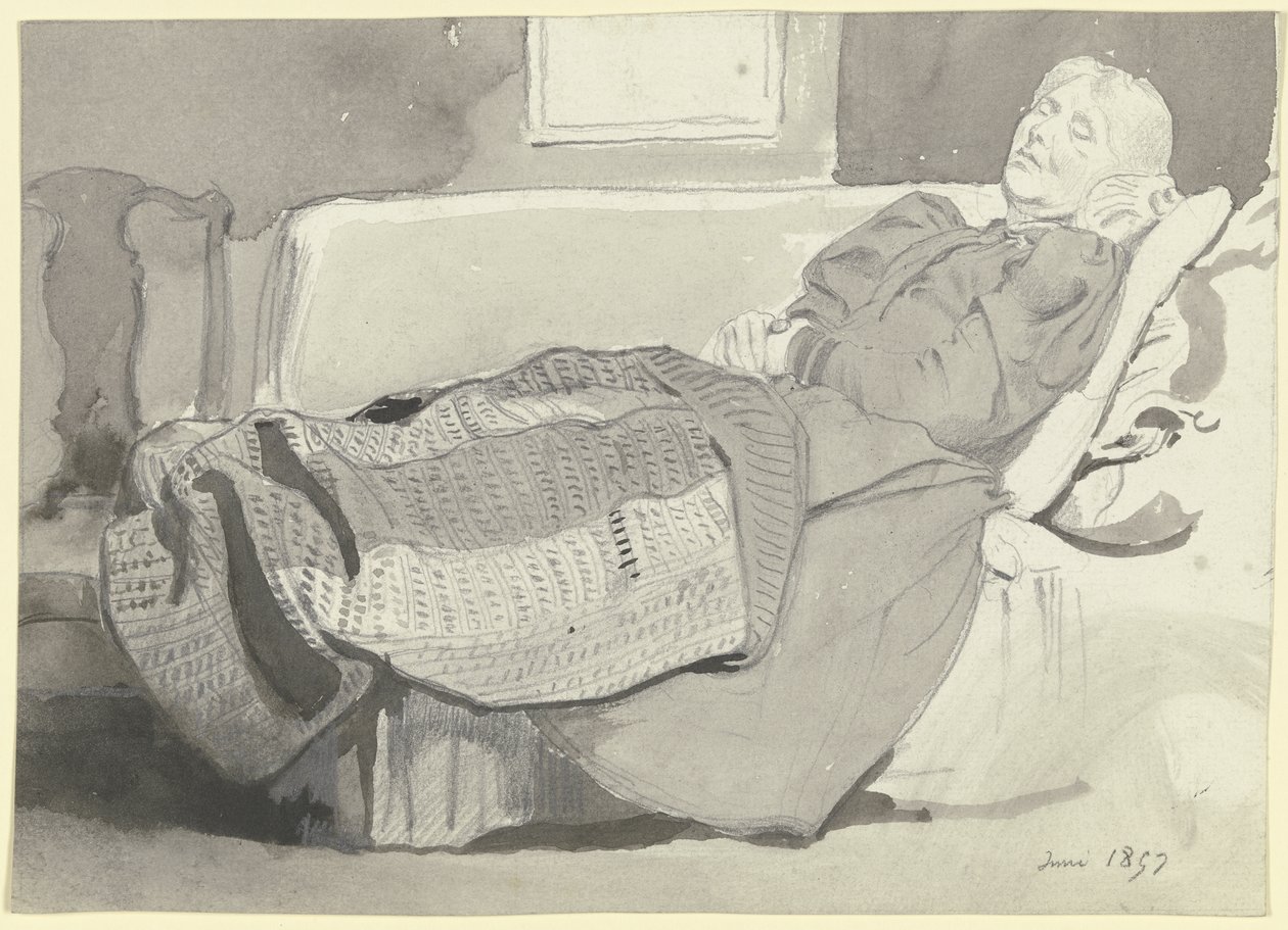 Luise Scholderer endormie sur le canapé - Otto Scholderer