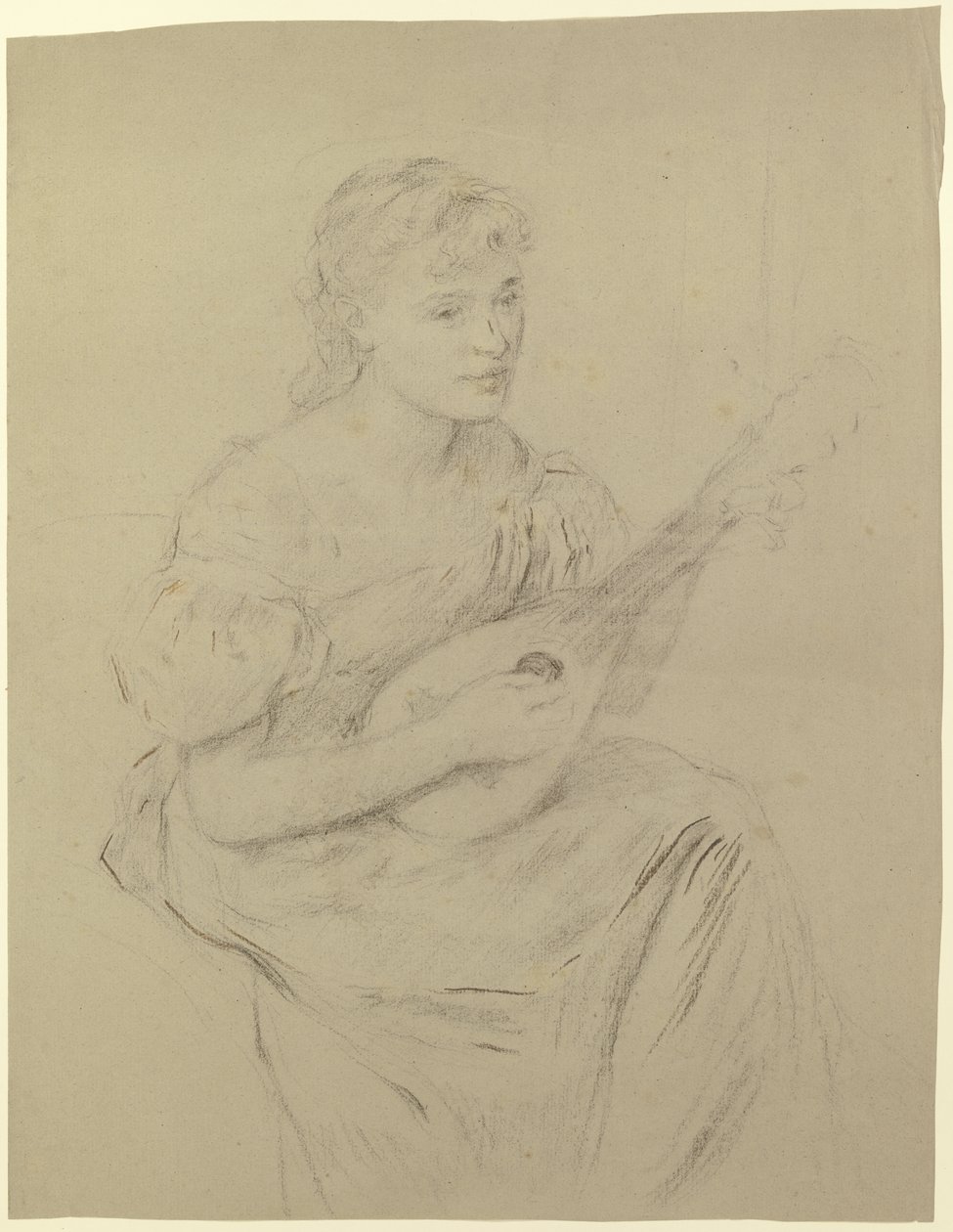Jeune femme jouant de la mandoline (« La mandoliniste ») - Otto Scholderer