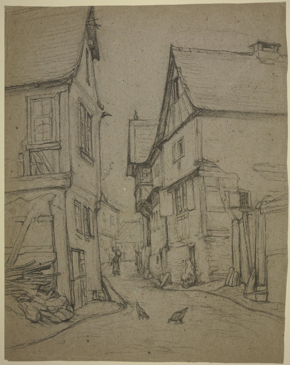 Rue du village à Kronberg - Otto Scholderer