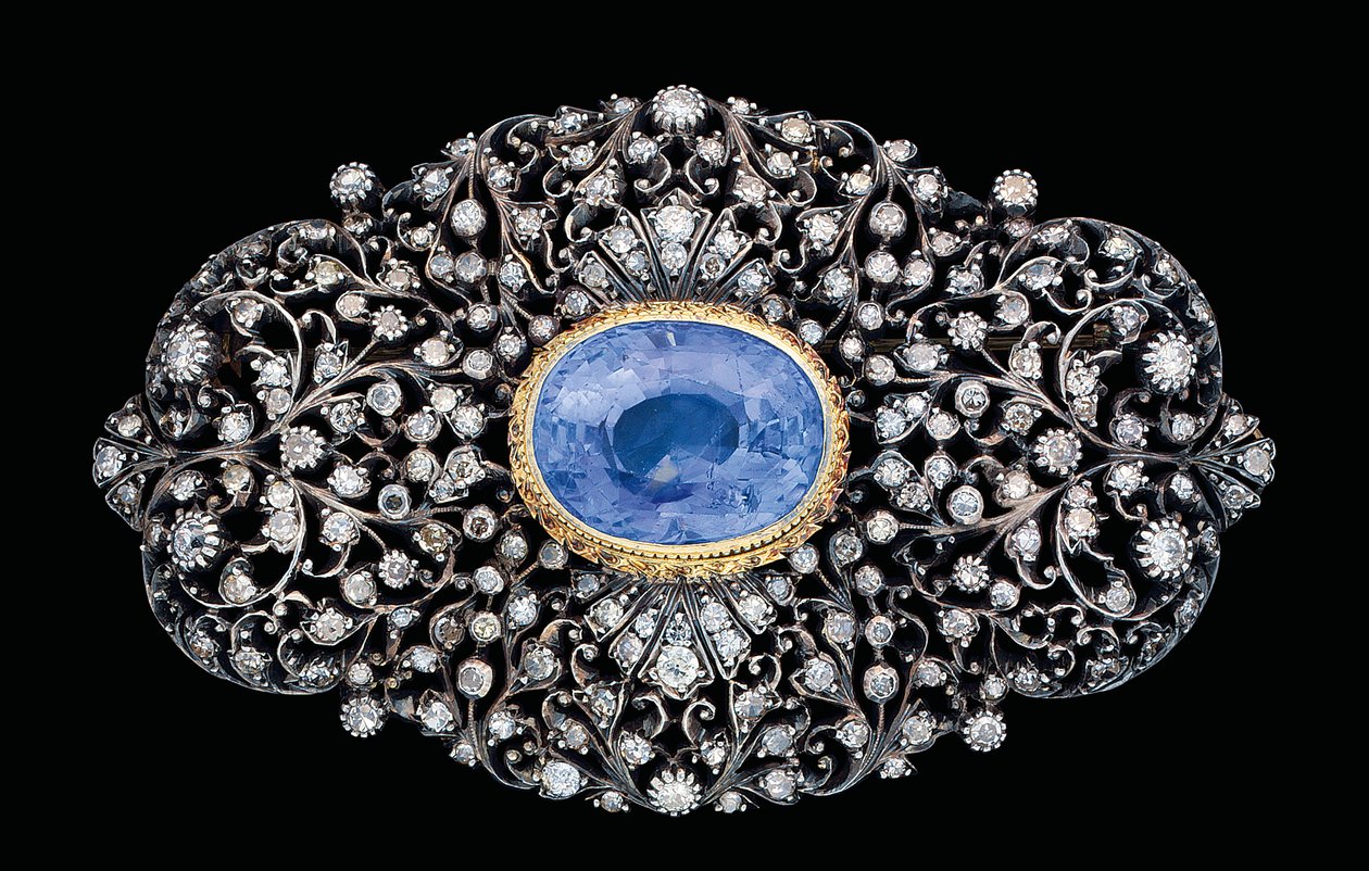 Broche ottomane incrustée de diamants et de saphirs - Ottoman School
