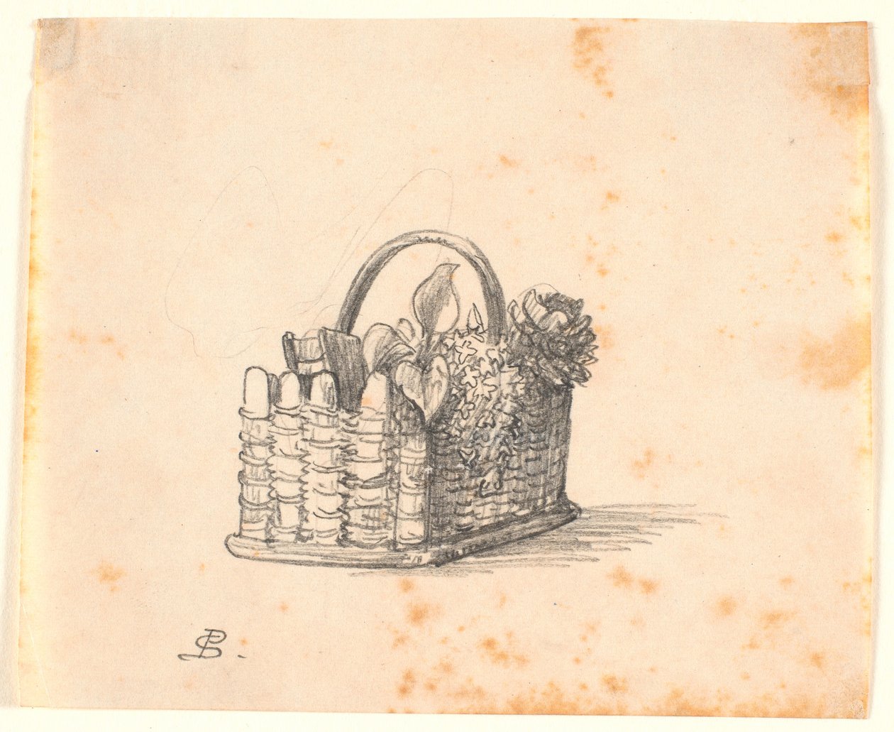 Un panier tressé avec des plantes et un livre - P.C. Skovgaard