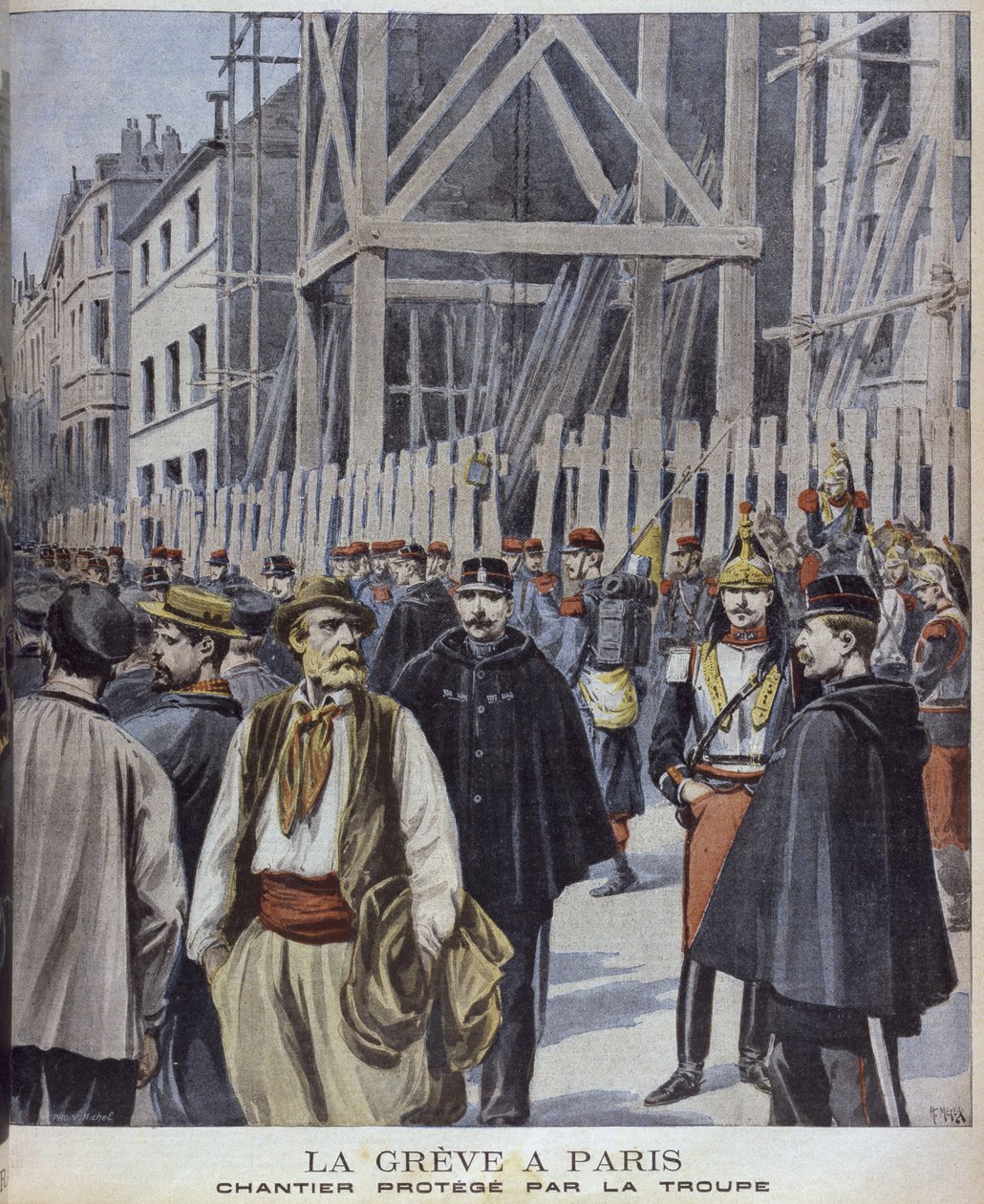 Grève à Paris, chantier protégé par l