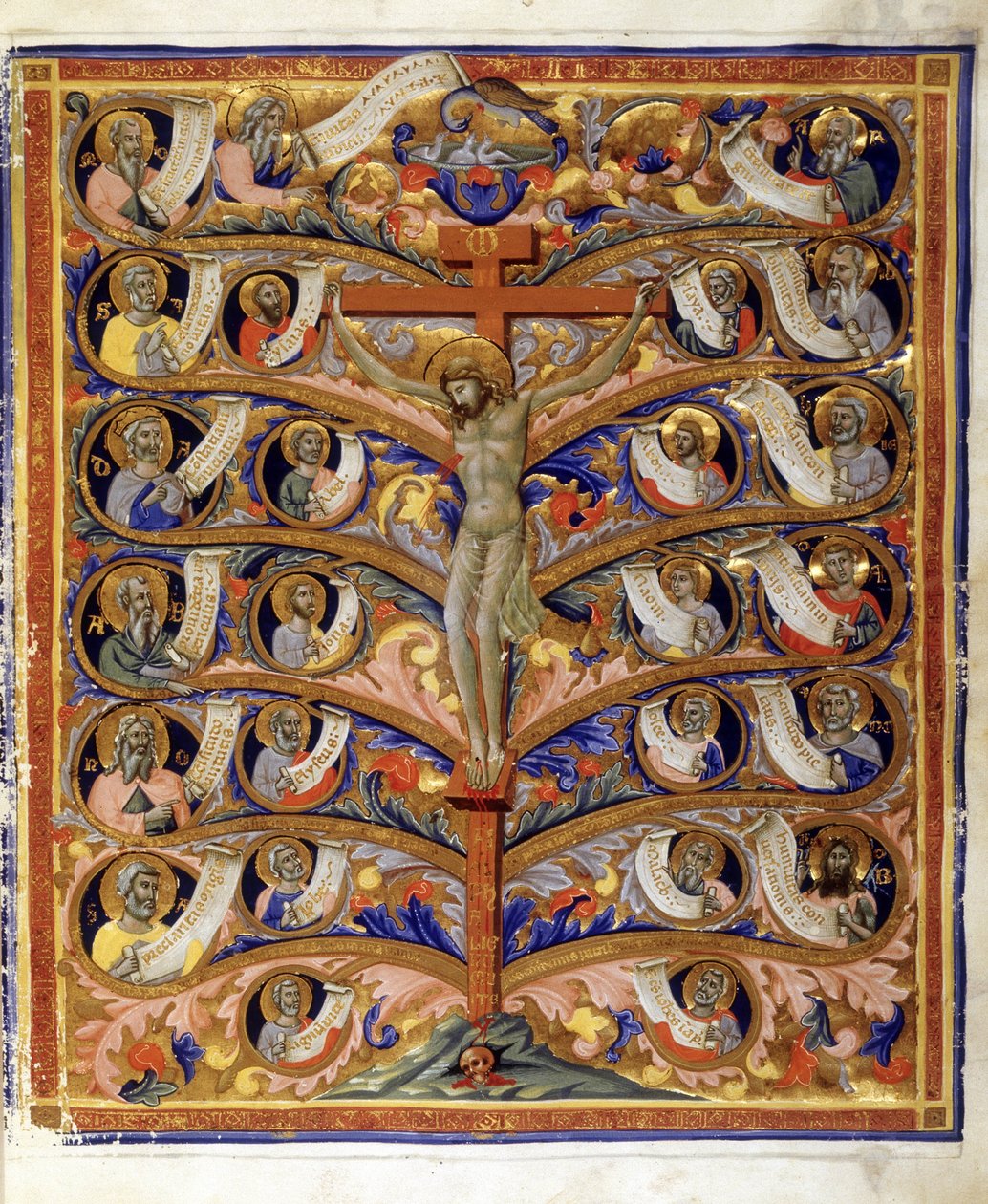 Arbre de Vie, ou Arbre de la Croix, illustration de la Bible latine Trivulziana - Pacino di Bonaguida