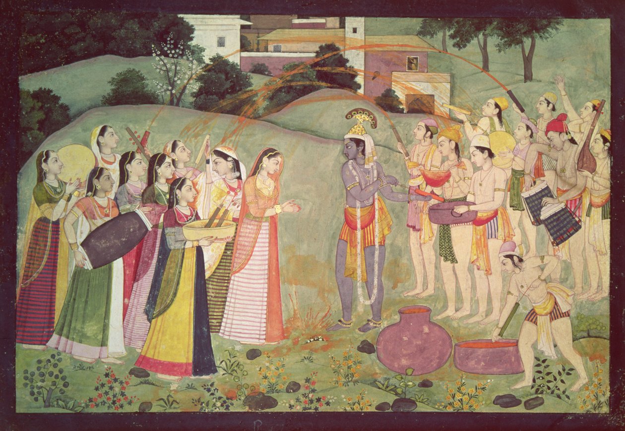 Krishna célébrant le festival de Holi, Kangra, Himachal Pradesh, vers 1775-1780 - Pahari School