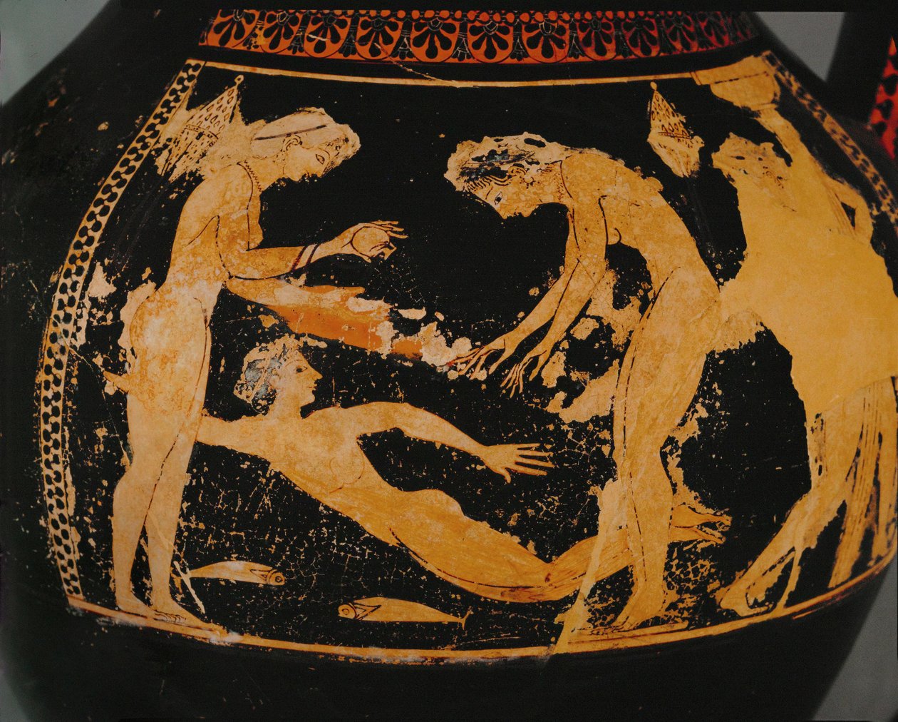 Femmes se baignant. Amphore à figures rouges ... - Painter Andokides