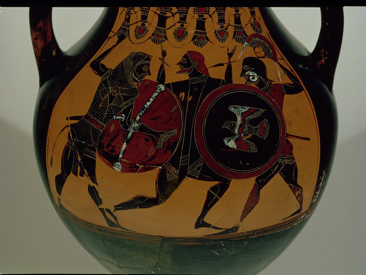 Amphore à figures noires attiques décorée d