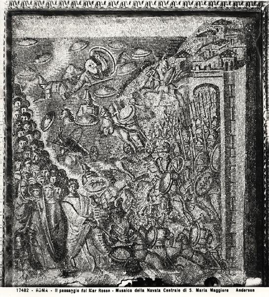 La traversée de la mer Rouge, de la nef centrale (mosaïque) (photo n/b) - Paleo-Christian