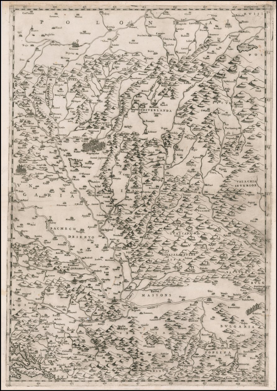 Carte de 1513 centrée sur la Transylvanie par Paolo Forlani - Paolo Forlani