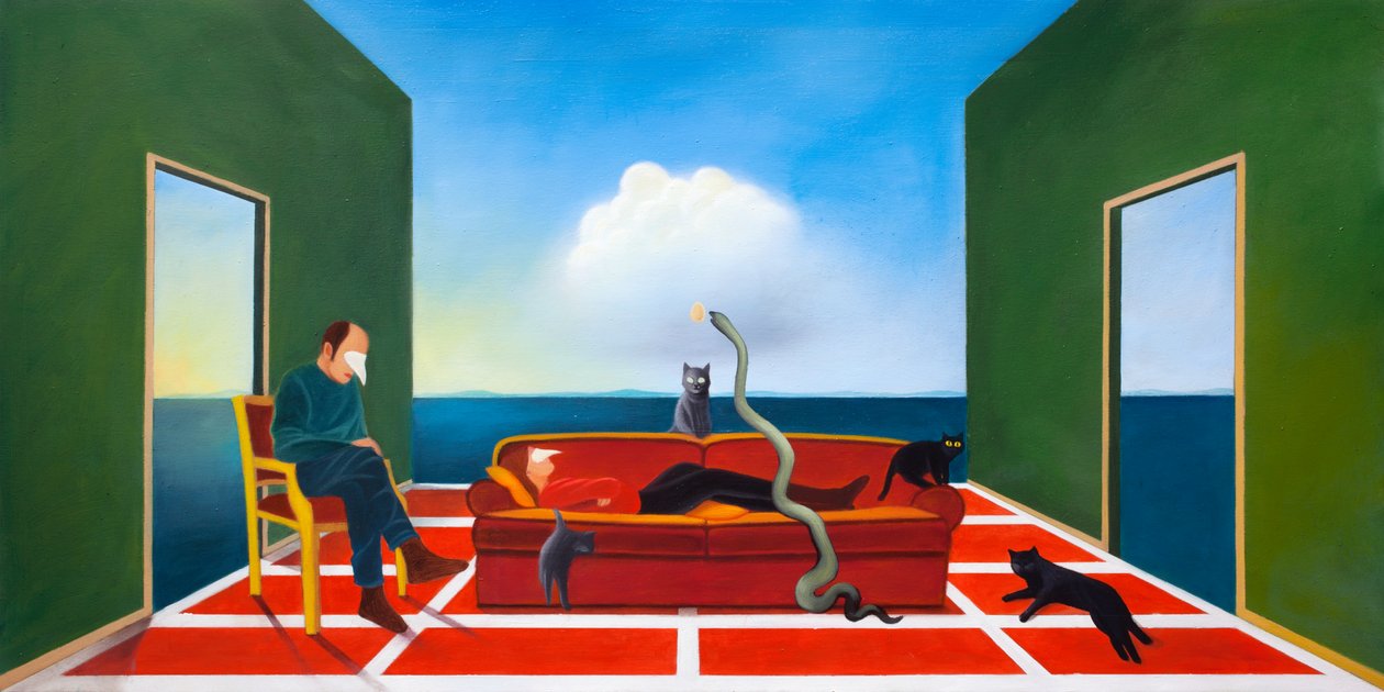 La thérapie, 2021 (huile sur panneau de bois) - Paolo Perfranceschi