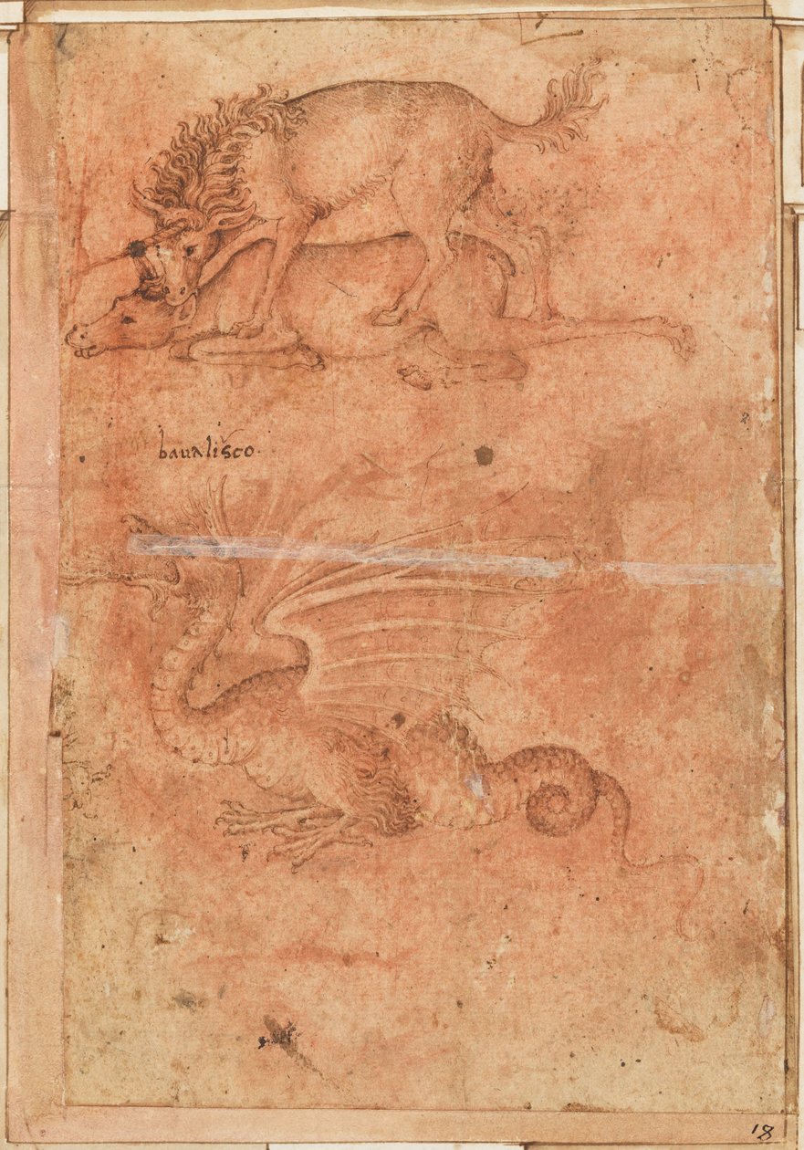 Ein Einhorn tötet eine Hirschkuh und einen Drachen - Paolo Uccello