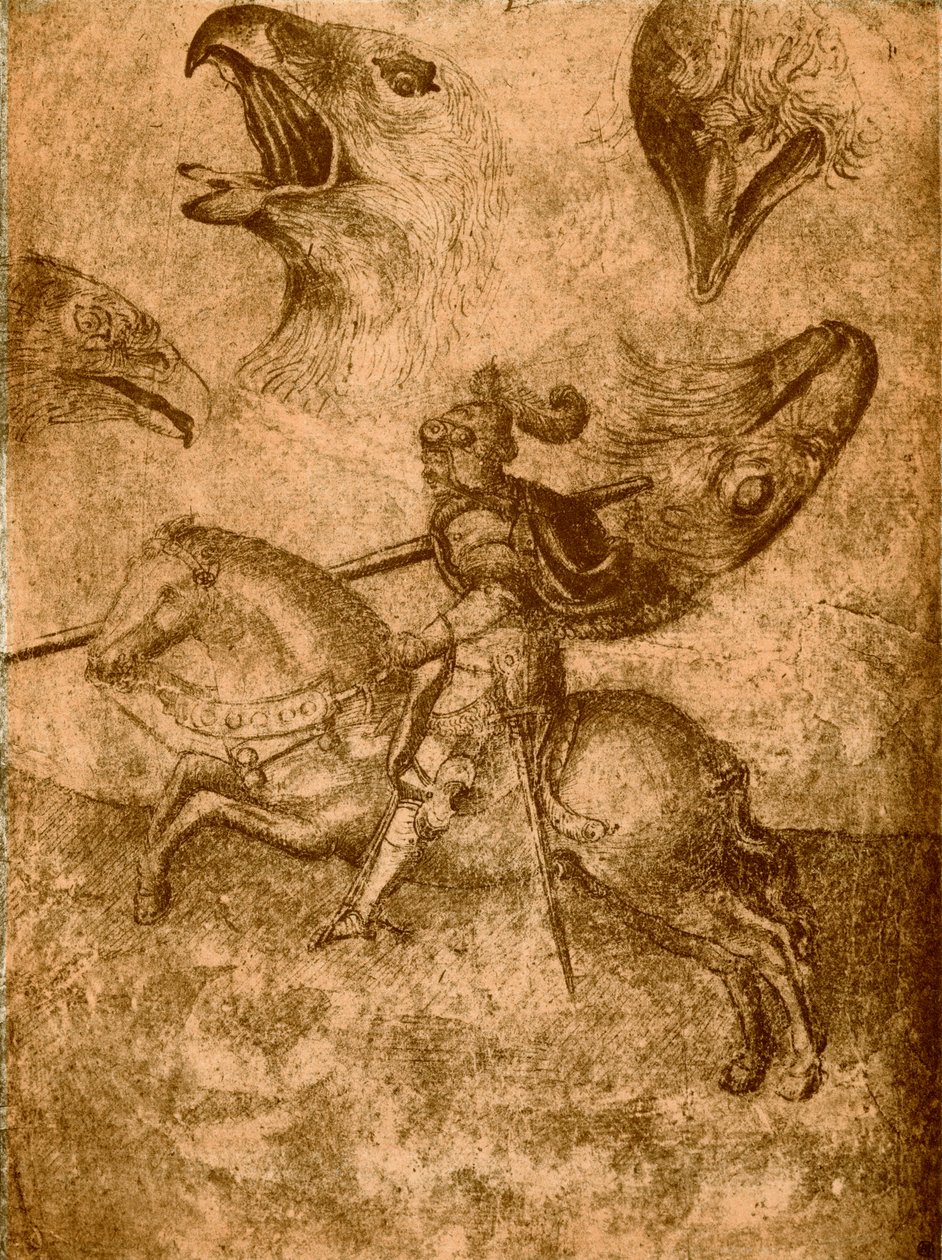 Chevalier avec lance et études d