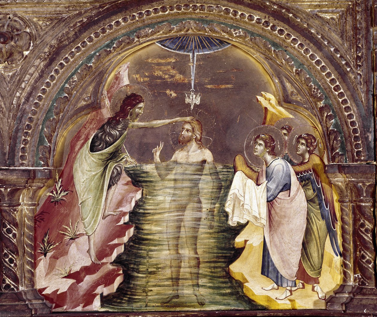 Le baptême de Jésus, détail du polyptyque de Santa Chiara - Paolo Veneziano