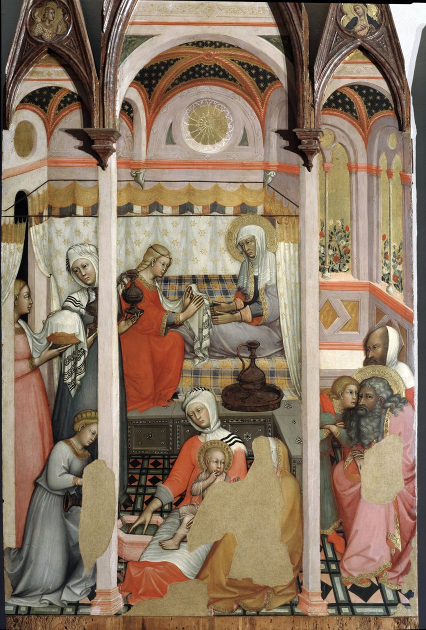 Naissance de Marie (détail) - triptyque sur panneau - Paolo di Giovanni Fei