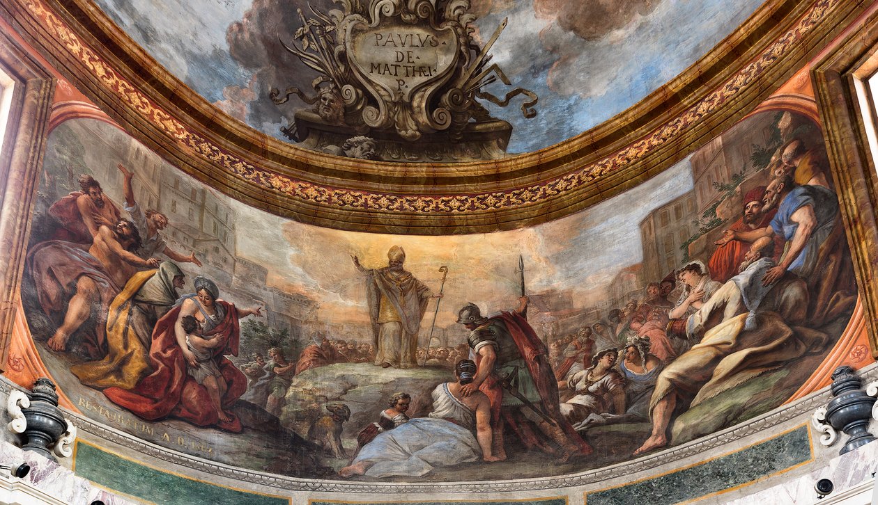 Fresques de Paolo de Matteis datées de 1714 sur la voûte et sur le tambour, représentant la vie du saint, chapelle de San Cataldo dans la cathédrale, Tarente, Italie (photo) - Paolo di Matteis