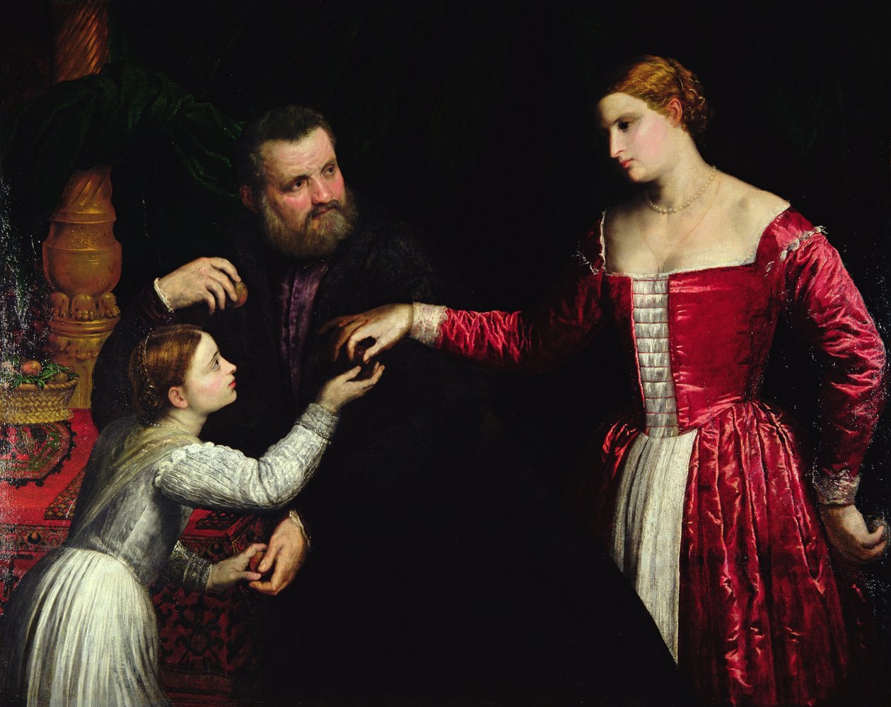 Une dame et un gentleman avec leur fille - Paris Bordone