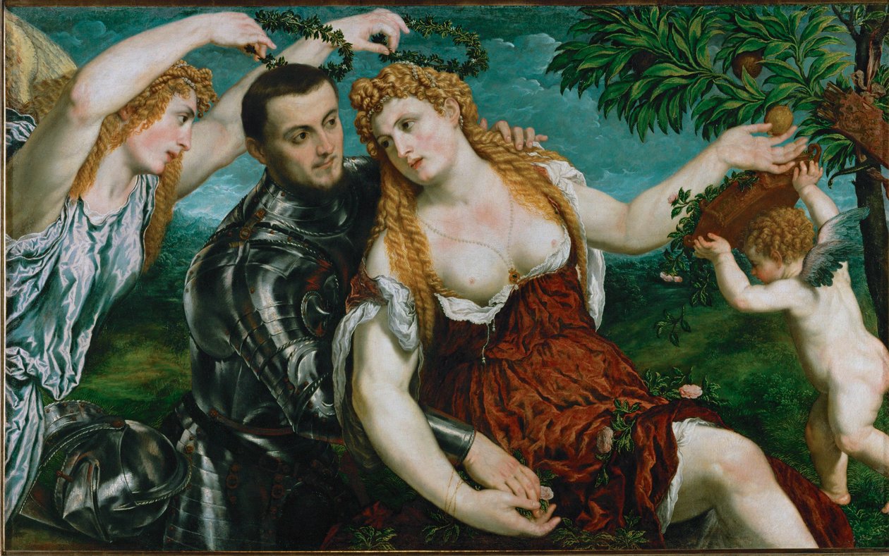 Vénus et Mars couronnés par la Victoire (peinture sur toile) - Paris Bordone