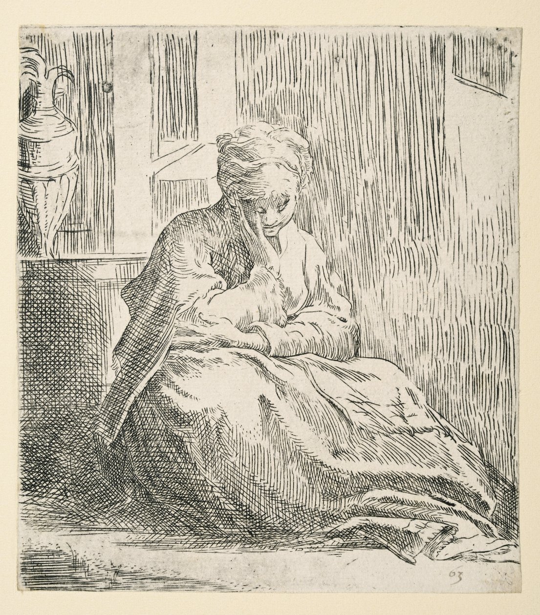 Femme assise par terre, connue sous le nom de Sainte Thaïs - Parmigianino