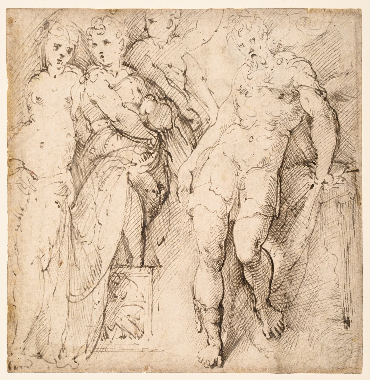Quatre études de figures (recto) - Parmigianino