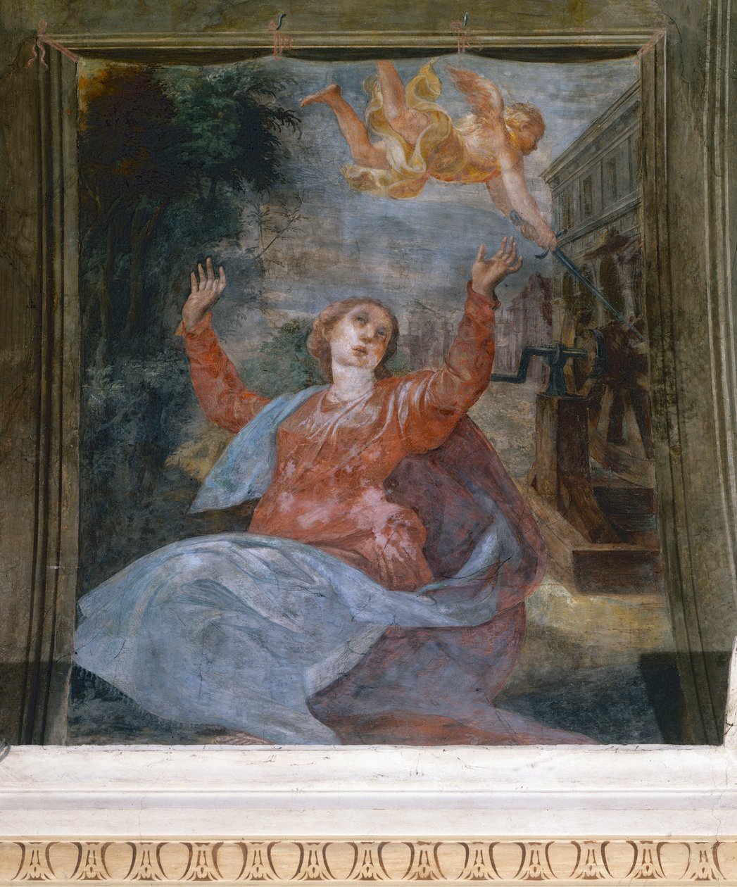 Sainte Agathe, par Parmigianino (1503-1540), fresque, église de San Giovanni Evangelista, Parme, Émilie-Romagne, Italie - Parmigianino