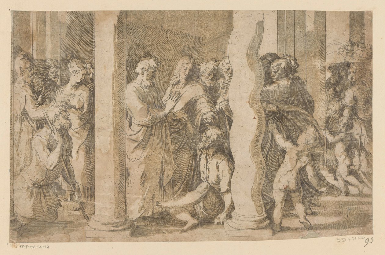 Saints Pierre et Jean guérissant un paralytique - Parmigianino (attributed to)