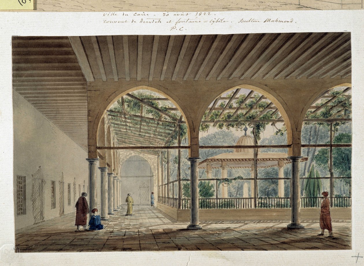 Orientalisme : couvent de derviches et fontaine - Pascal Xavier (after) Coste