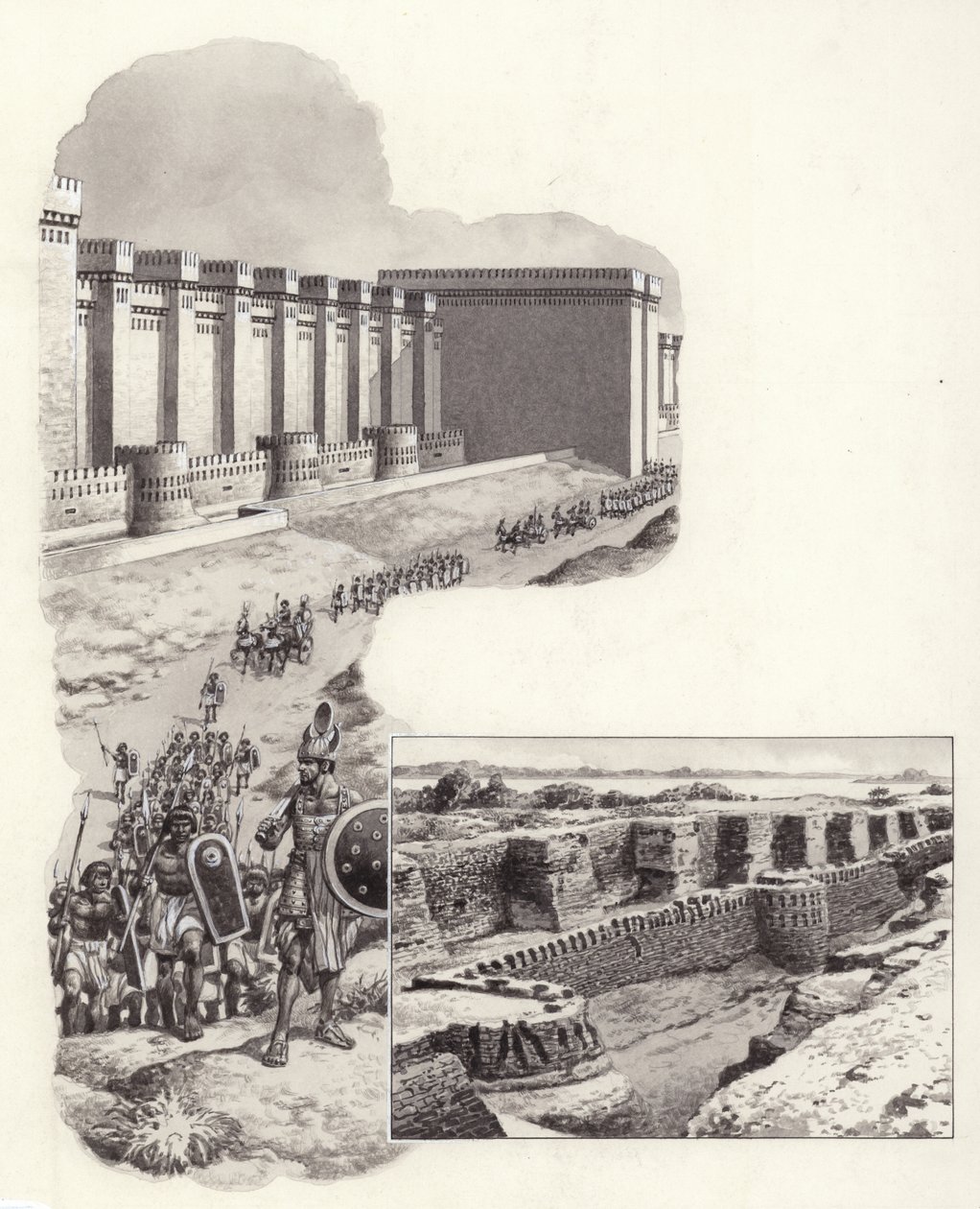 La forteresse de Buhen (gouache sur papier) - Pat (1907 95) Nicolle
