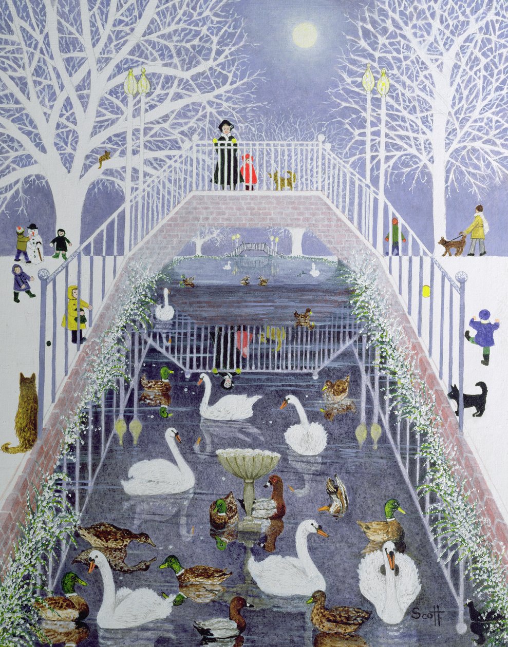 Une promenade dans le parc (huile sur toile) - Pat Scott