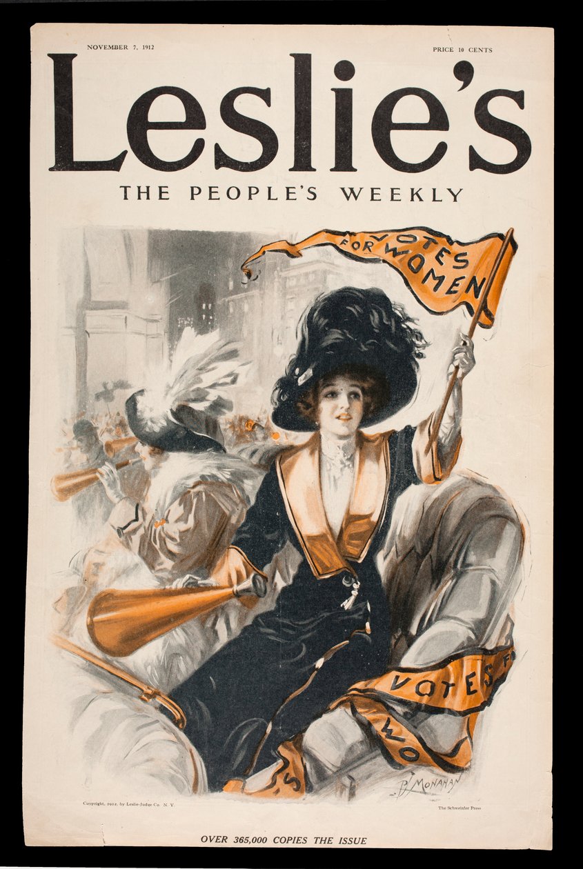 Votes pour les femmes, couverture de Leslies The Peoples Weekly, 7 novembre 1912 - Patrick J. Monahan