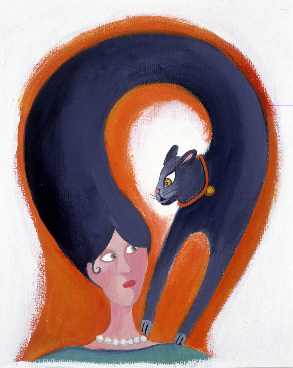 Coiffure de femme qui se transforme en chat - illustration de Patrizia La Porta - Patrizia La Porta