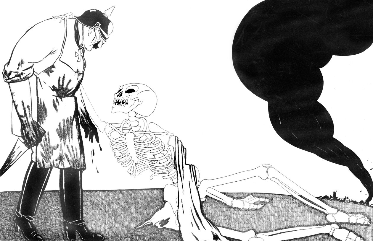 La mort suppliant le Kaiser Wilhelm de le remplacer par un substitut car il est tellement épuisé, 13 avril 1916 - Paul Iribe