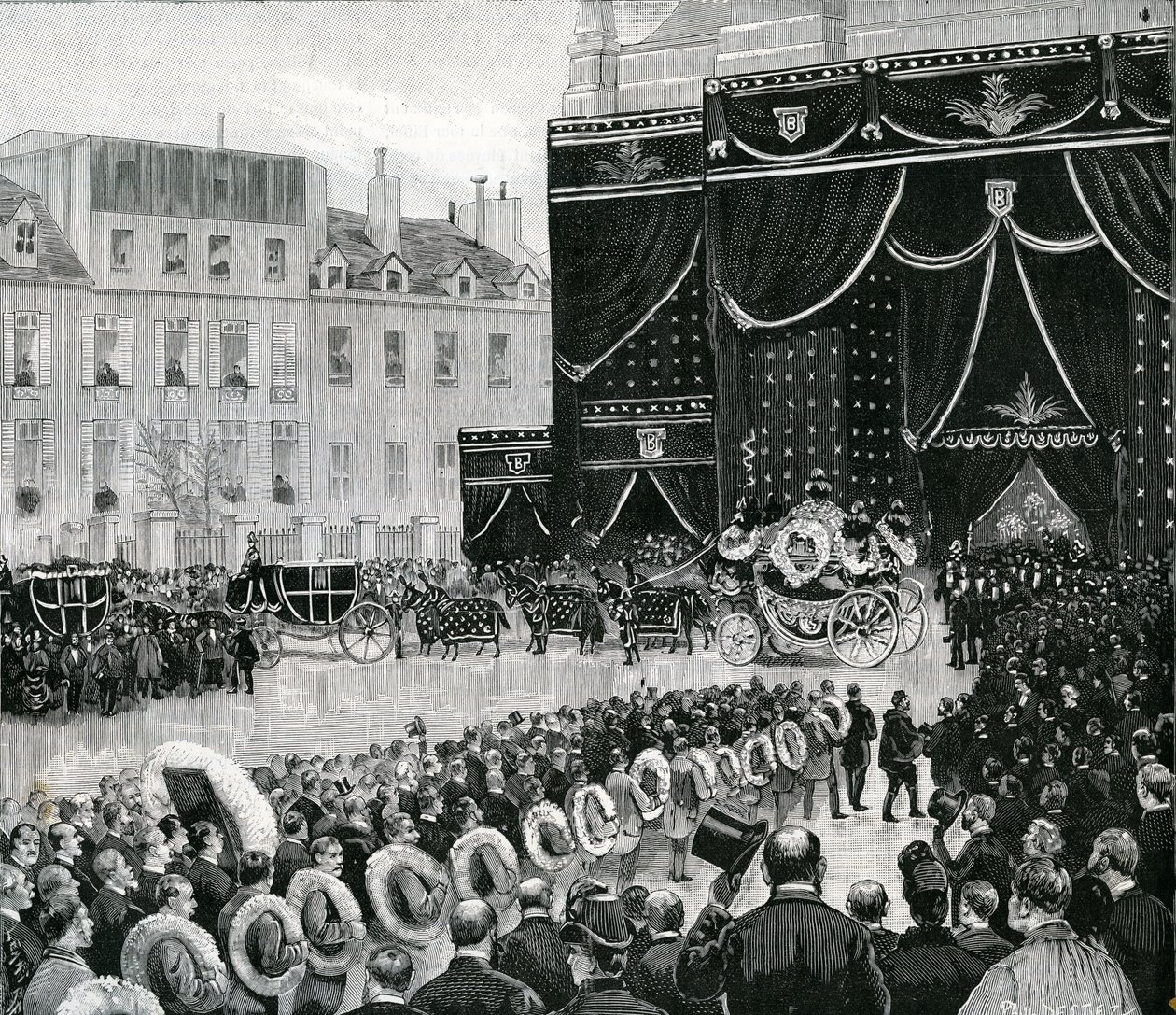 Arrivée du cortège funèbre de Marguerite Boucicaut à l