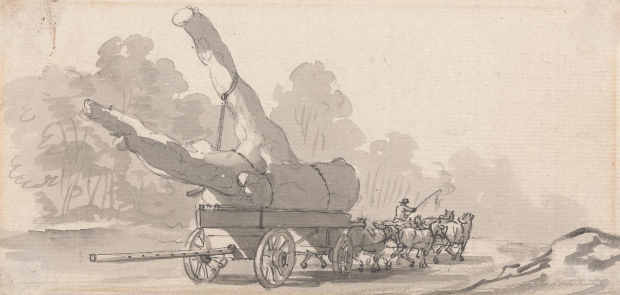 Chariot portant un grand tronc d