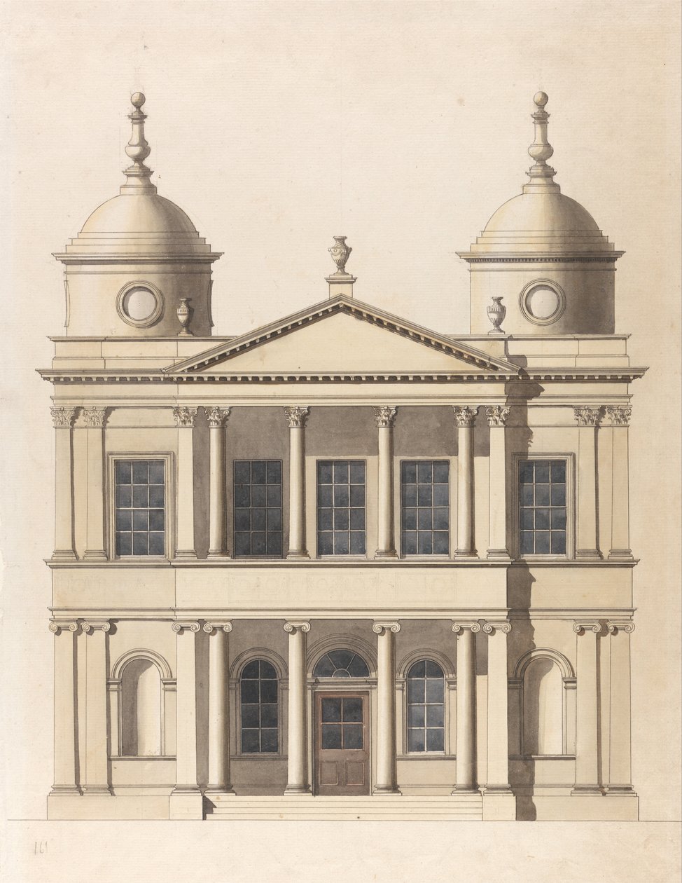 Conception pour une église. Élévation de la façade ouest - Paul Sandby