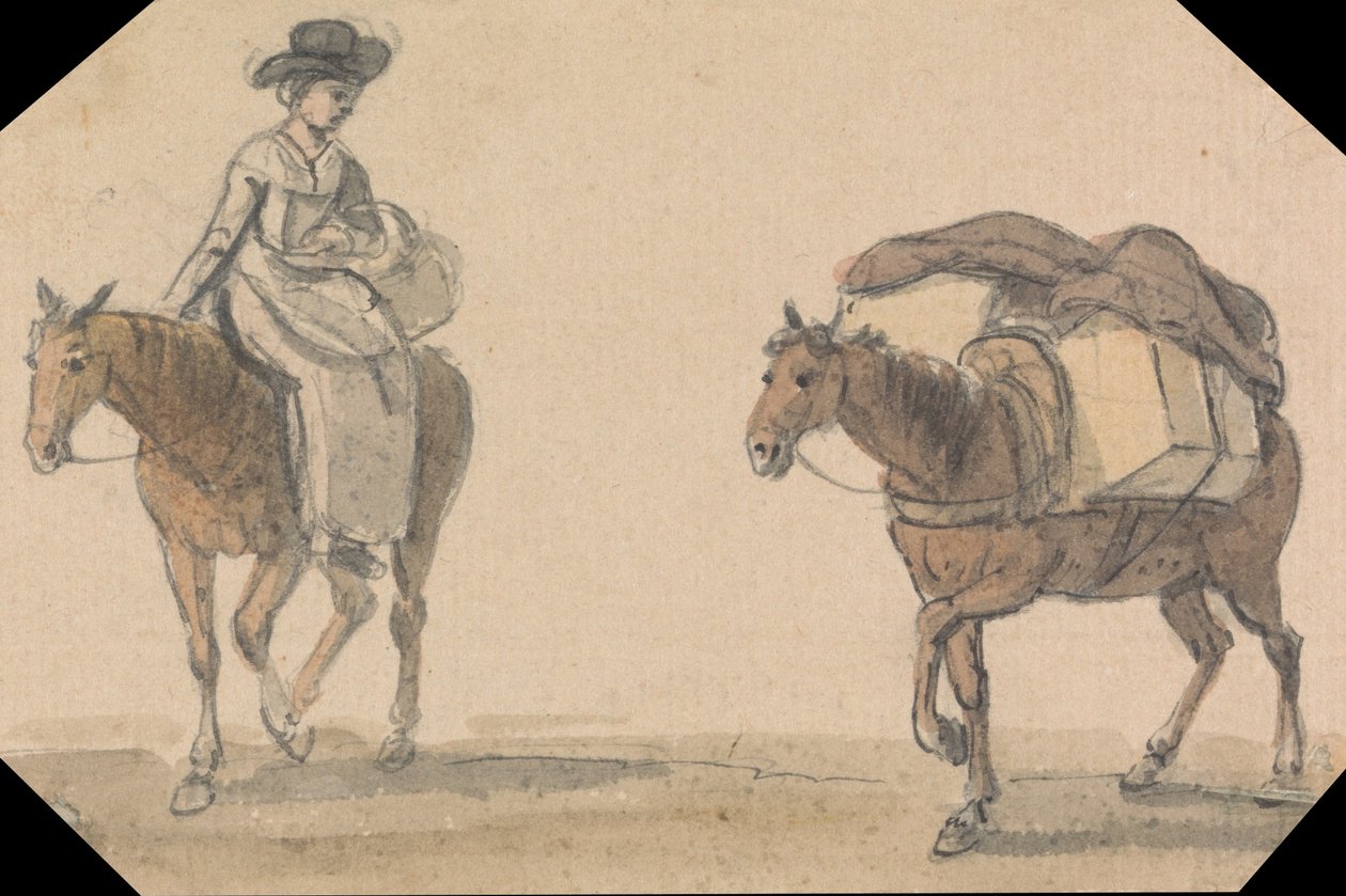 Fille avec un cheval de bât - Paul Sandby